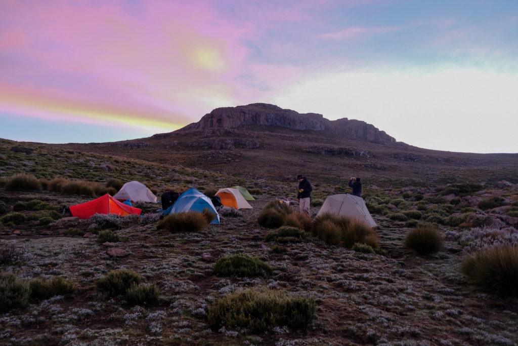 Campsite in the wilderness along The Drakensberg Grand Traverse
